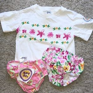 One Step Ahead Sun Protection Swim Tee & 2 bottoms